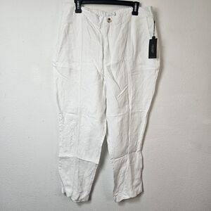 H By Halston Linen Blend Pants Size US XL White